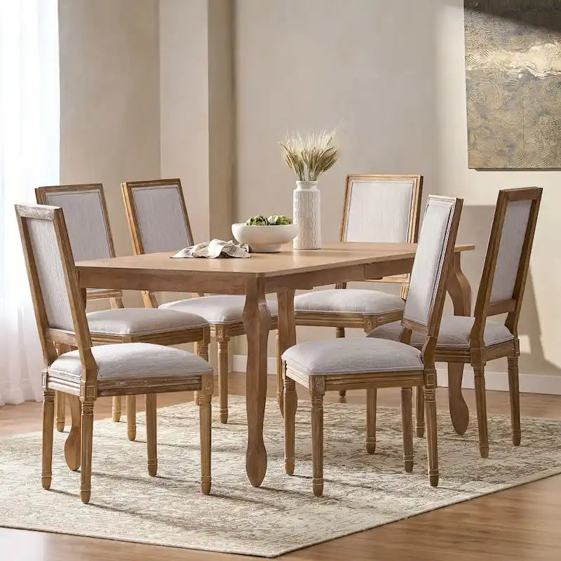 Set da pranzo espandibile a 7 pezzi Regan rivestito in tessuto di Christopher Knight Home