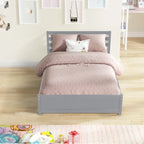 Full Size Wood Platform Bed Frame with Headboard and Twin Trundle