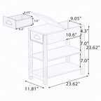 Narrow Side Table with Drawers and Flip-open Storage - 11.81 x 23.62 x 23.62