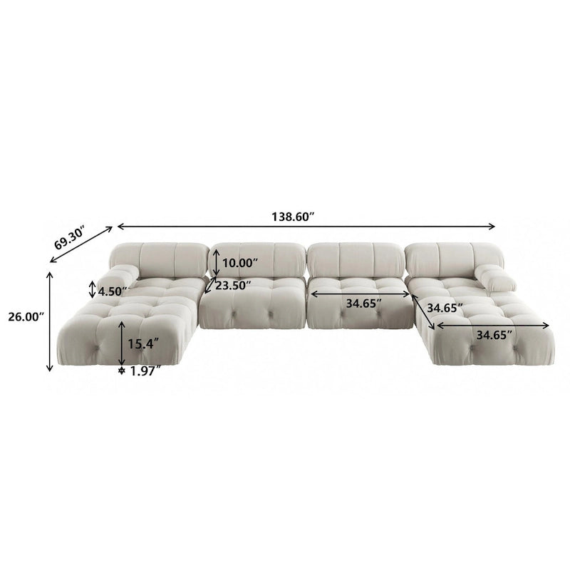 Velvet Sectional Sofa Reversible Modular Couch