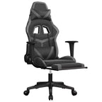 vidaXL Massage Gaming Chair with Footrest, Black&Gray, Faux Leather