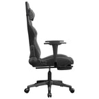 vidaXL Massage Gaming Chair with Footrest, Black&Gray, Faux Leather