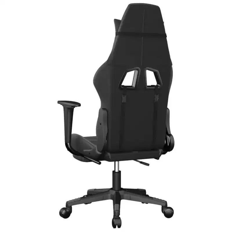 vidaXL Massage Gaming Chair with Footrest, Black&Gray, Faux Leather