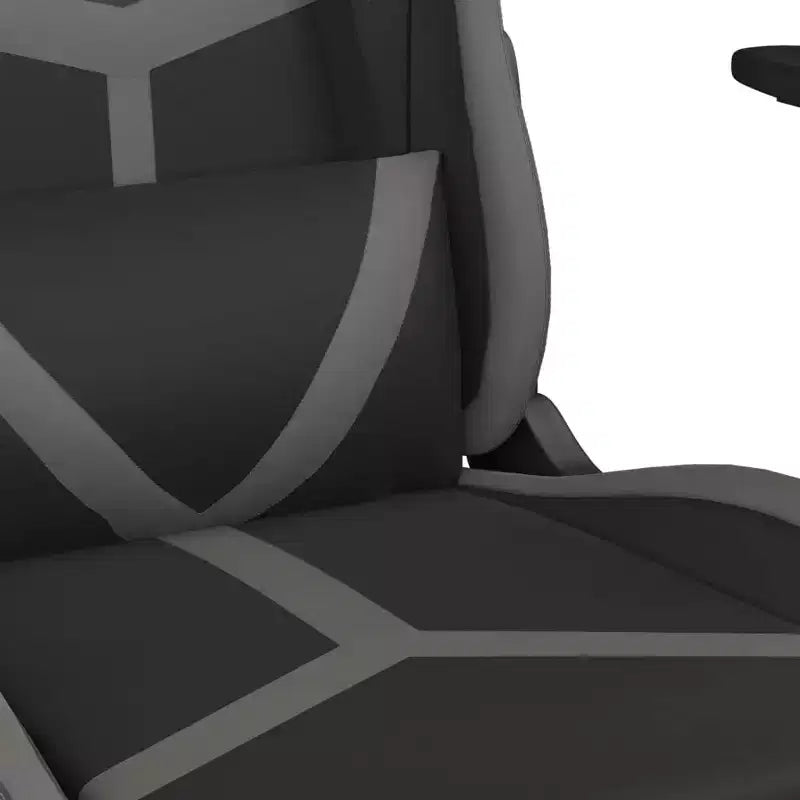 vidaXL Massage Gaming Chair with Footrest, Black&Gray, Faux Leather