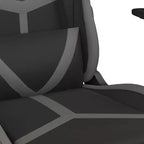 vidaXL Massage Gaming Chair with Footrest, Black&Gray, Faux Leather