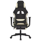 vidaXL Sedia da gaming massaggiante con poggiapiedi, nera e crema, in tessuto