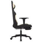 vidaXL Sedia da gaming massaggiante con poggiapiedi, nera e crema, in tessuto