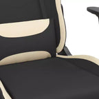 vidaXL Sedia da gaming massaggiante con poggiapiedi, nera e crema, in tessuto