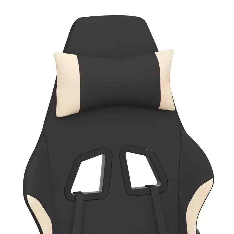 vidaXL Sedia da gaming massaggiante con poggiapiedi, nera e crema, in tessuto