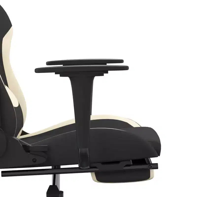 vidaXL Sedia da gaming massaggiante con poggiapiedi, nera e crema, in tessuto