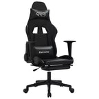 vidaXL Massage Gaming Chair with Footrest, Black, Faux Leather