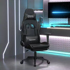 vidaXL Massage Gaming Chair with Footrest, Black, Faux Leather