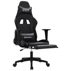 vidaXL Massage Gaming Chair with Footrest, Black, Faux Leather