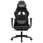 vidaXL Massage Gaming Chair with Footrest, Black, Faux Leather