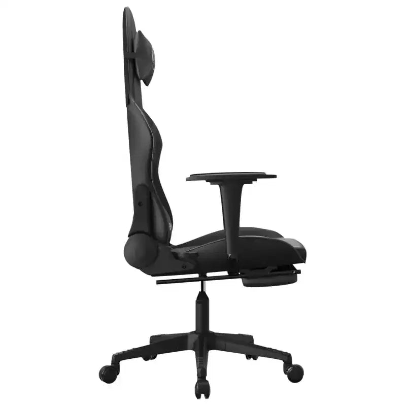 vidaXL Massage Gaming Chair with Footrest, Black, Faux Leather