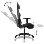 vidaXL Massage Gaming Chair with Footrest, Black, Faux Leather