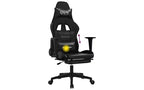 vidaXL Massage Gaming Chair with Footrest, Black, Faux Leather