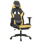 vidaXL Gaming Chair with Footrest, Black and Gold, Faux Leather