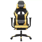 vidaXL Gaming Chair with Footrest, Black and Gold, Faux Leather