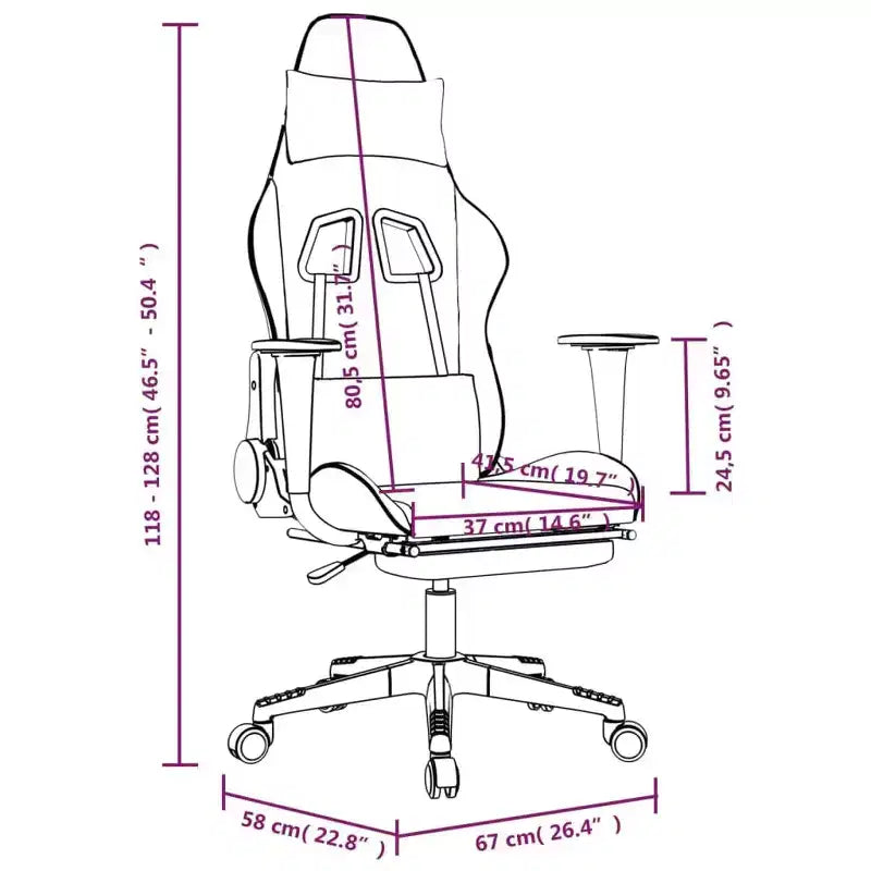 vidaXL Gaming Chair with Footrest, Black and Gold, Faux Leather
