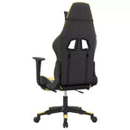 vidaXL Gaming Chair with Footrest, Black and Gold, Faux Leather