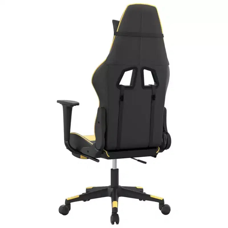 vidaXL Gaming Chair with Footrest, Black and Gold, Faux Leather