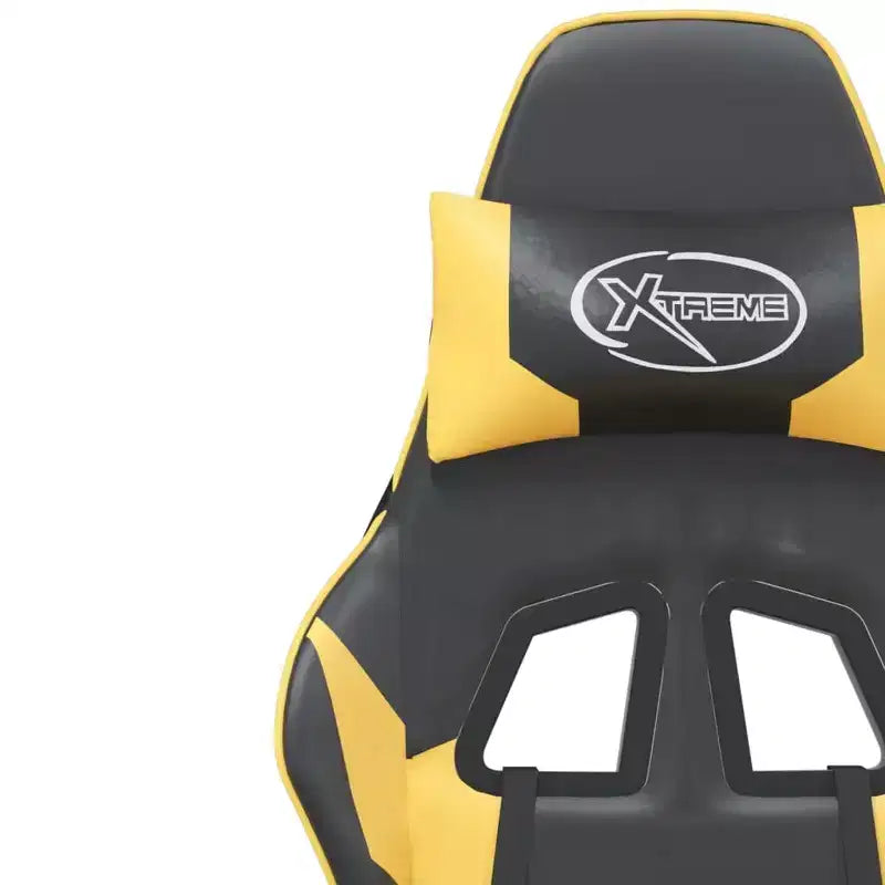 vidaXL Gaming Chair with Footrest, Black and Gold, Faux Leather