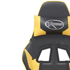 vidaXL Gaming Chair with Footrest, Black and Gold, Faux Leather