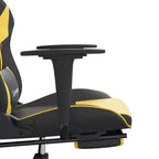 vidaXL Gaming Chair with Footrest, Black and Gold, Faux Leather