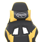 vidaXL Gaming Chair with Footrest, Black and Gold, Faux Leather