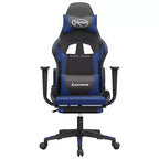 vidaXL Gaming Chair with Footrest, Black and Blue, Faux Leather