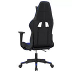 vidaXL Gaming Chair with Footrest, Black and Blue, Faux Leather
