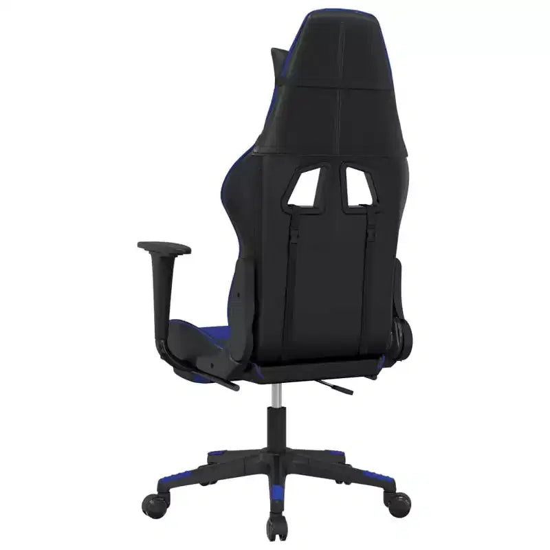 vidaXL Gaming Chair with Footrest, Black and Blue, Faux Leather