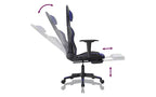 vidaXL Gaming Chair with Footrest, Black and Blue, Faux Leather