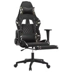 vidaXL Gaming Chair with Footrest, Black and Camouflage, Faux Leather
