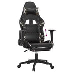 vidaXL Gaming Chair with Footrest, Black and Camouflage, Faux Leather