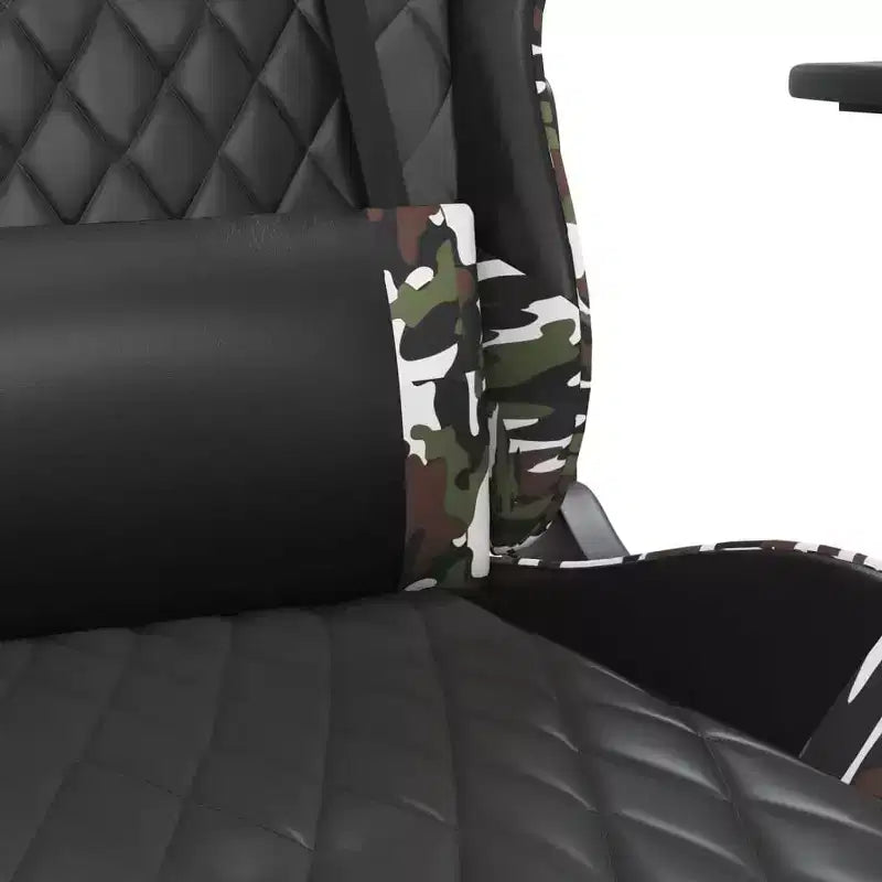 vidaXL Gaming Chair with Footrest, Black and Camouflage, Faux Leather