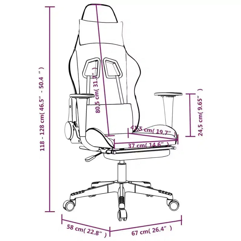vidaXL Gaming Chair with Footrest, White and Pink, Faux Leather