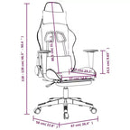 vidaXL Gaming Chair with Footrest, White and Pink, Faux Leather
