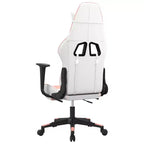 vidaXL Gaming Chair with Footrest, White and Pink, Faux Leather