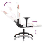 vidaXL Gaming Chair with Footrest, White and Pink, Faux Leather