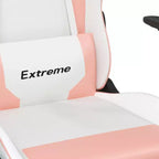 vidaXL Gaming Chair with Footrest, White and Pink, Faux Leather