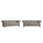 Divano Chesterfield Gdansk con braccioli arrotolati trapuntati
