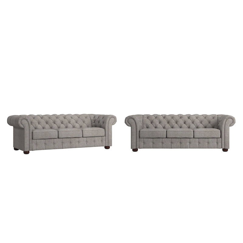Divano Chesterfield Gdansk con braccioli arrotolati trapuntati