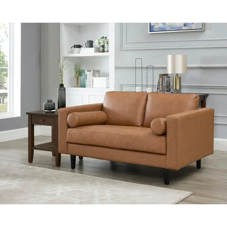 Genuine Mid-Century Leather Sofa Couch for Living Room Luxury Couch Sofa Furniture for Home Office Bedroom