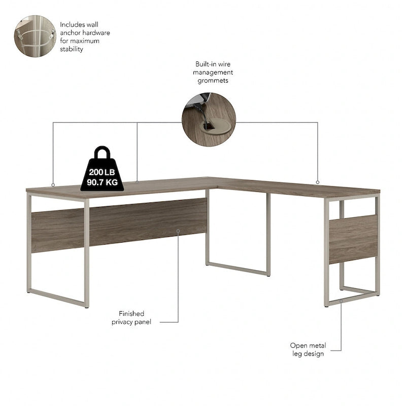 Hybrid 72W x 30D L Shaped Table Desk by Bush Business Furniture