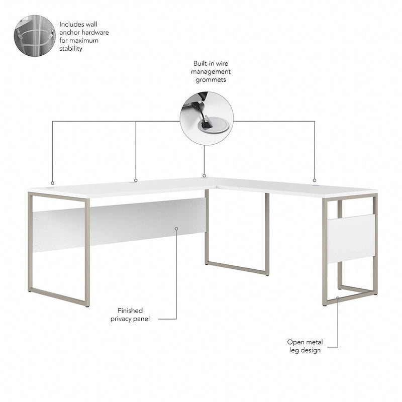 Hybrid 72W x 30D L Shaped Table Desk by Bush Business Furniture