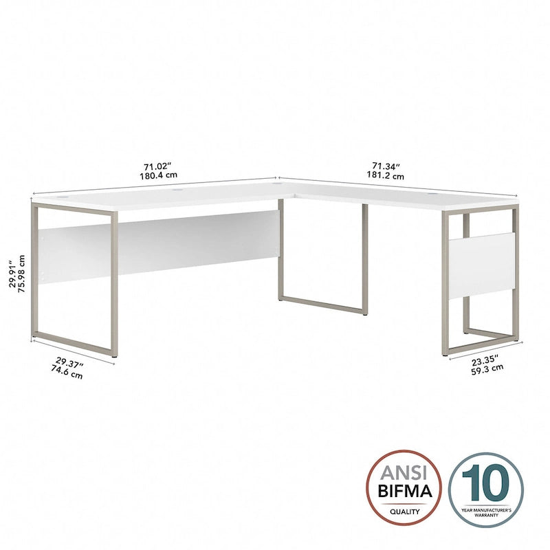 Hybrid 72W x 30D L Shaped Table Desk by Bush Business Furniture