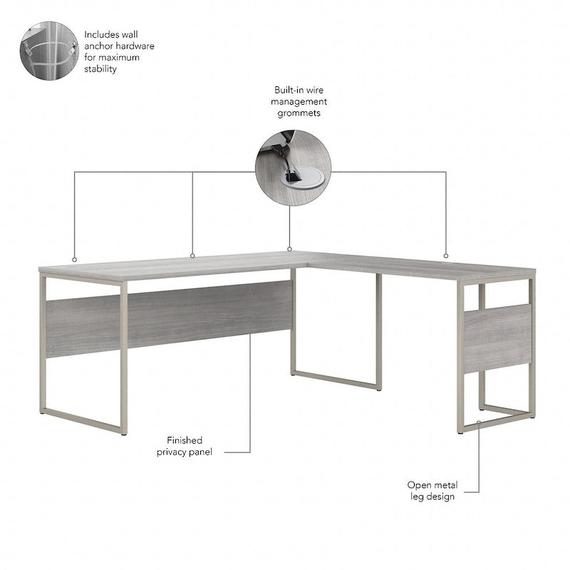 Hybrid 72W x 30D L Shaped Table Desk by Bush Business Furniture