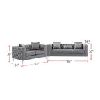 Velvet Fabric Sofa Loveseat Living Room Set